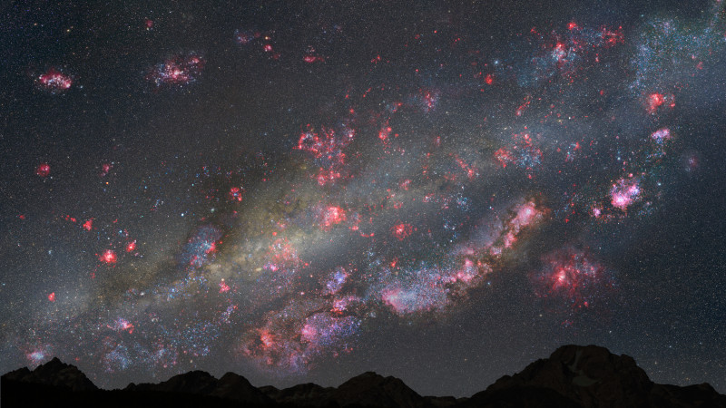 Una visione artistica e drammatica del cielo visto da un ipotetico pianeta circa 10 miliardi di anni fa. Fantastico, ma -forse- nessuno è mai riuscito a vederlo in tempo reale. Fonte: NASA, ESA, and Z. Levay (STScI)