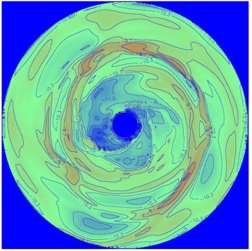 Il modello, con le sue belle spirali “salva pianeti”, dopo 200 anni di simulazione. Fonte:Alan Boss