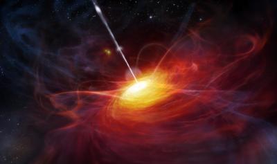 Come si dovrebbe vedere un quasar se ci si potesse avvicinare (a distanza di sicurezza). Fonte:: ESO/M. Kornmesser.