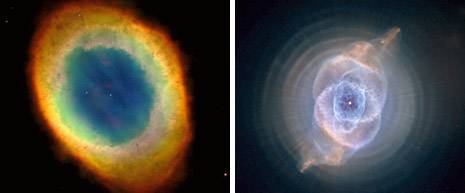 esempi di nebulose planetarie, originatesi dopo l’esplosione di stelle di tipo solare