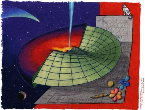 Schrödinger nello Spazio: una visione artistica della ricerca di Barygin. La propagazione delle onde attraverso un disco astrofisico può essere desscritta utilizzando l’equazione di Schrödinger, una delle basi fondamentali della meccanica quantistica. Fonte: James Tuttle Keane, California Institute of Technology