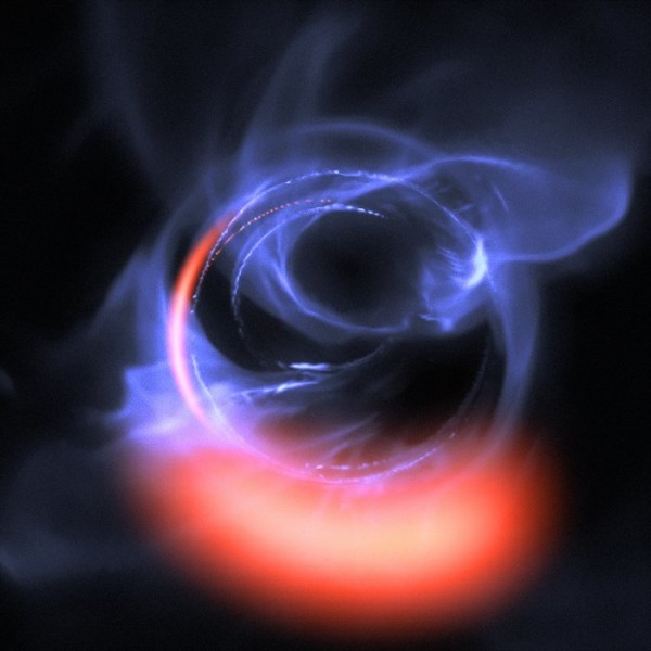 I lampi infrarossi osservati con GRAVITY hanno permesso di ricostruire il disco di accrescimento attorno al nostro buco nero galattico. Fonte: ESO/Gravity Consortium/L. Calçada