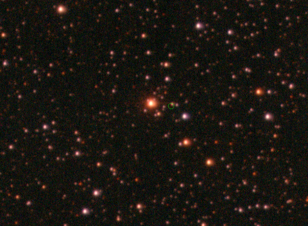 Come l'immagine precedente, ma per Proxima Centauri. Fonte: William Keel/University of Alabama/SARA Observatory.